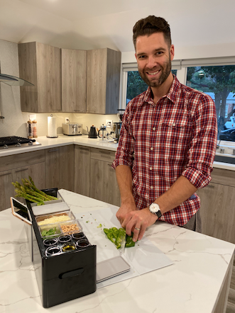 Alexander, Prepdeck founder, using Prepdeck in his home kitchen