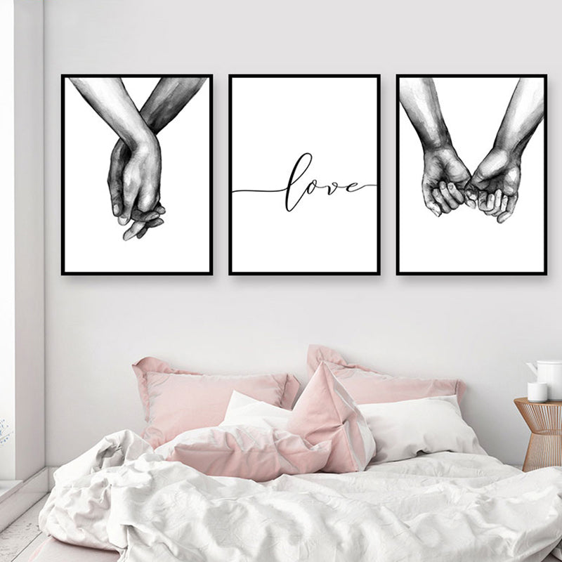 Black White Holding Hands Wall Art Canvas Art Boutique