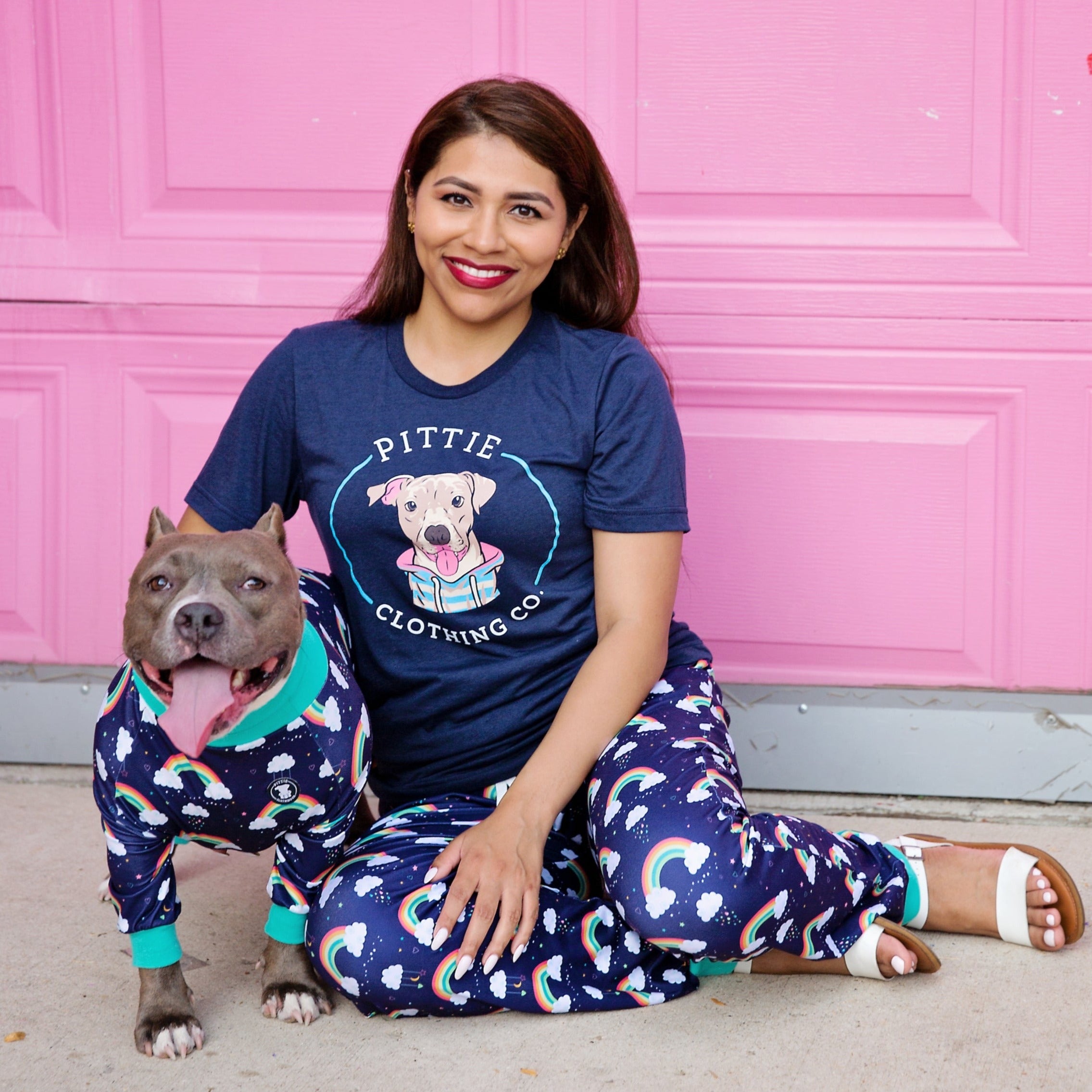 Pink Mom Heart Tattoo Pit Bull Pajamas, XXL