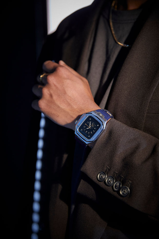 Apple Watch Case CL40 Silver/Blue - レザーベルト