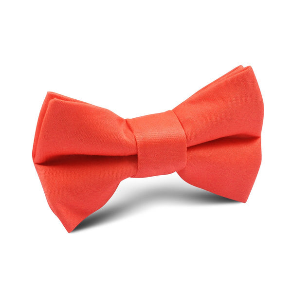 Kid's - Solid Coral Orange Bow Tie - Boy's Pre-Tied Bowtie, Cotton - H ...