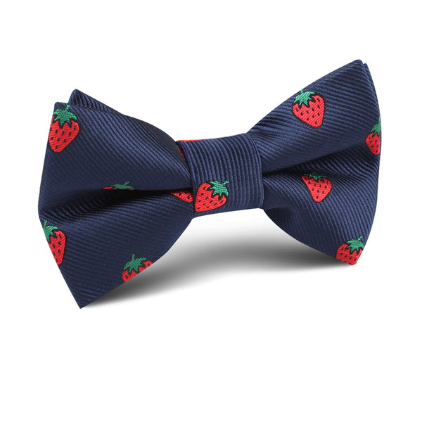 Kid's Navy Blue Bow Tie with Strawberries, Boy's Pre-Tied Bowties - H ...