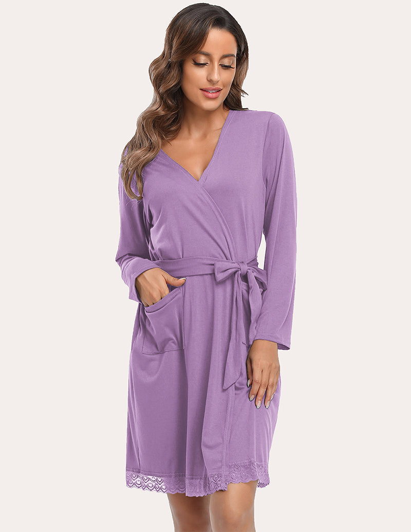 Ekouaer Elegant Lace Hem Robe