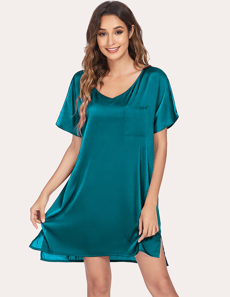 Ekouaer Women's Satin Nightgown Short Sleeve Silk Sleepwear : :  Clothing, Shoes & Accessories