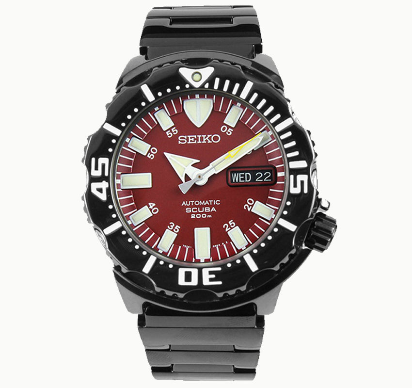 Seiko Automatic Red Dial Night Monster Diving Watch SZEN007 – Sarabia  Jewelry