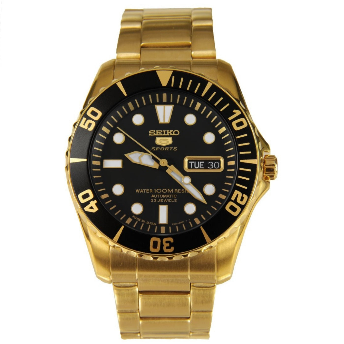 SEIKO 5 Sports SNZF22J1 SNZF22 Japan Sea Urchin Gold Tone Automatic Me –  Sarabia Jewelry