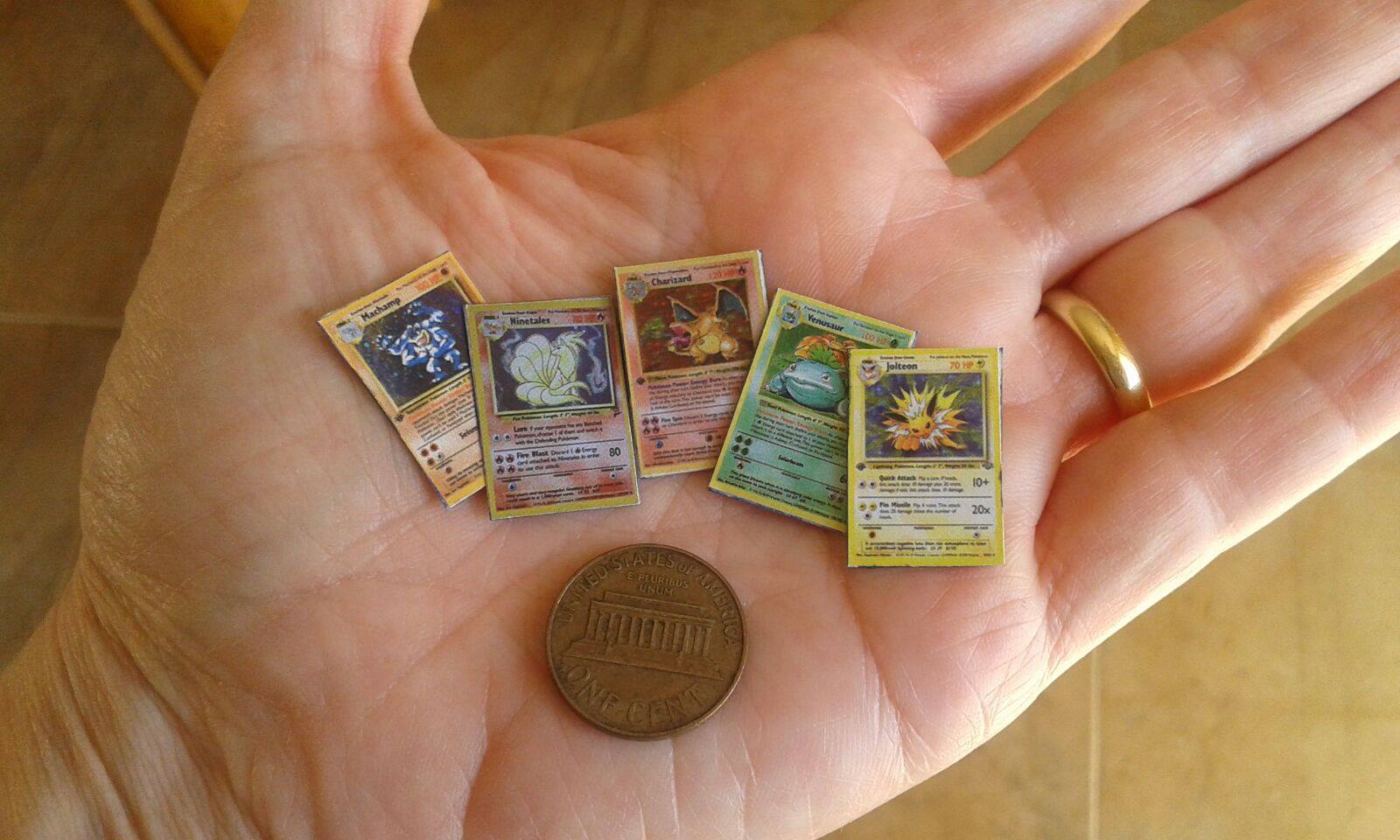 1:12 Miniature Pokemon Cards (5 pcs) – Tiny Must Haves