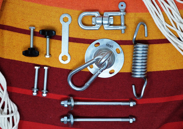 A variety of hammock fixings from Simply Hammocks.