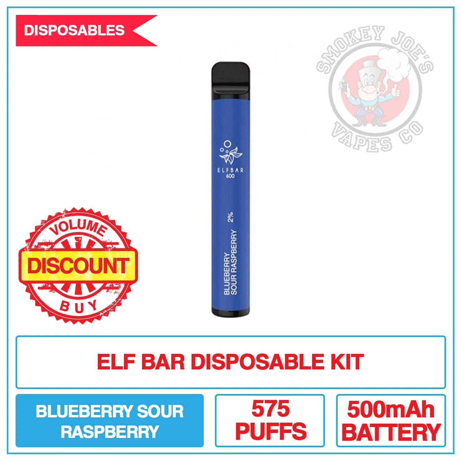 Elf Bar Blueberry Sour Raspberry | Smokey Joes Vapes Co