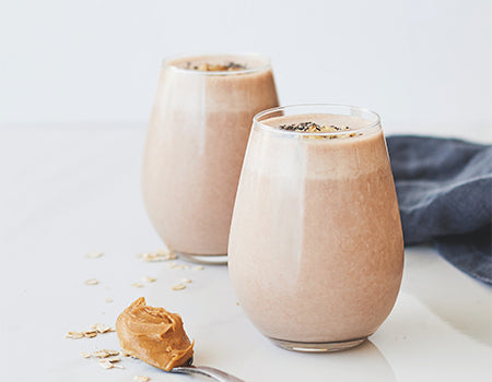 Breakfast smoothie with coffee is ready to be served