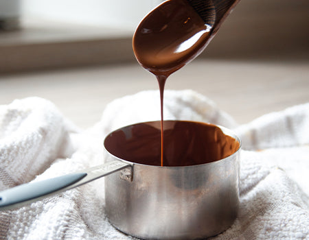 Melted chocolate in a pan