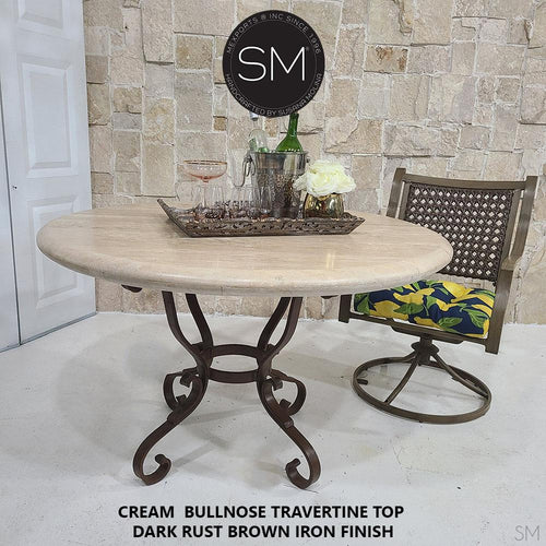 Luxury Outdoor Travertine Dining Table-Mexports By Susana Molina -Mexports® Inc by Susana Molina