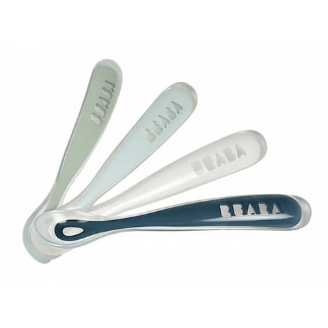 BEABA Toddler's Self Feeding Silicone Spoons Set - Set of 4 – Sage