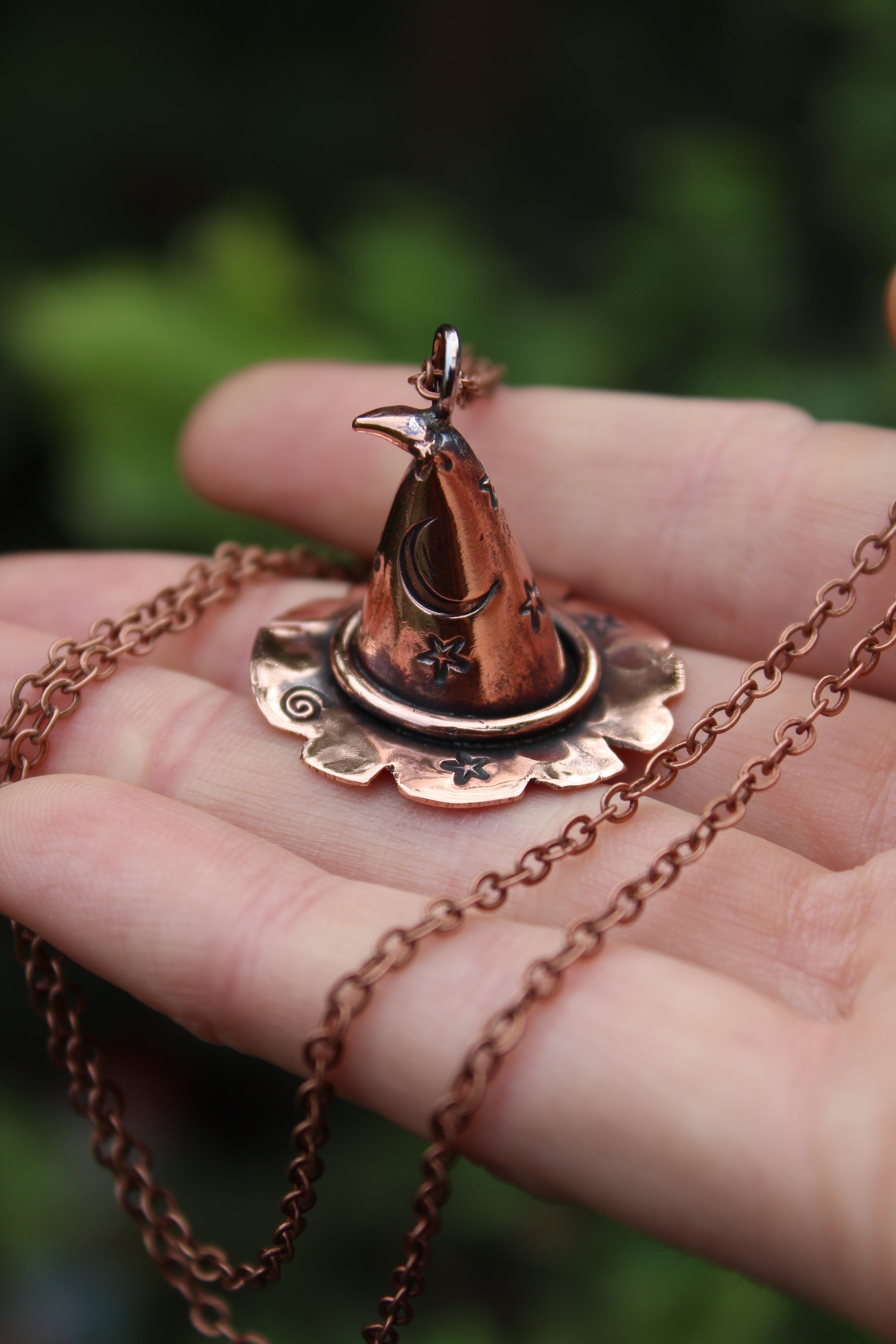 *Custom* Mini Handmade Copper Witches Hat Necklace