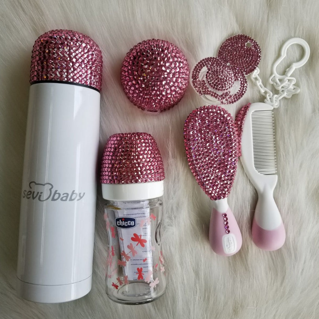 Bling Baby Pacifier + Pacifier Box + Bottle + Thermo Bottle+Hair Bruch