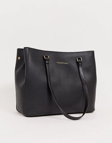 valentino by mario valentino tumbled black soft tote bag in black