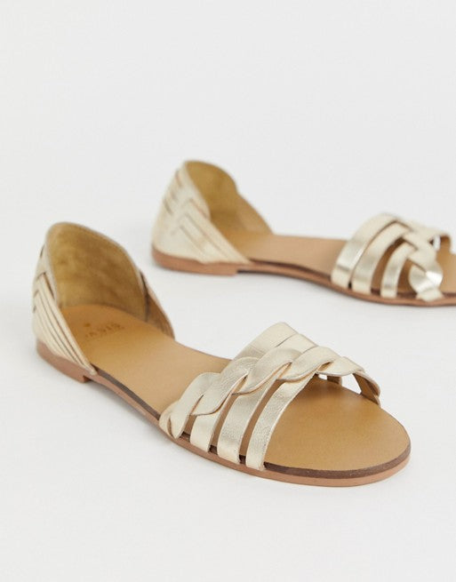 Oasis Flat Huarache Sandals in Gold – Shokh