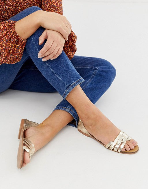 Oasis Flat Huarache Sandals in Gold – Shokh