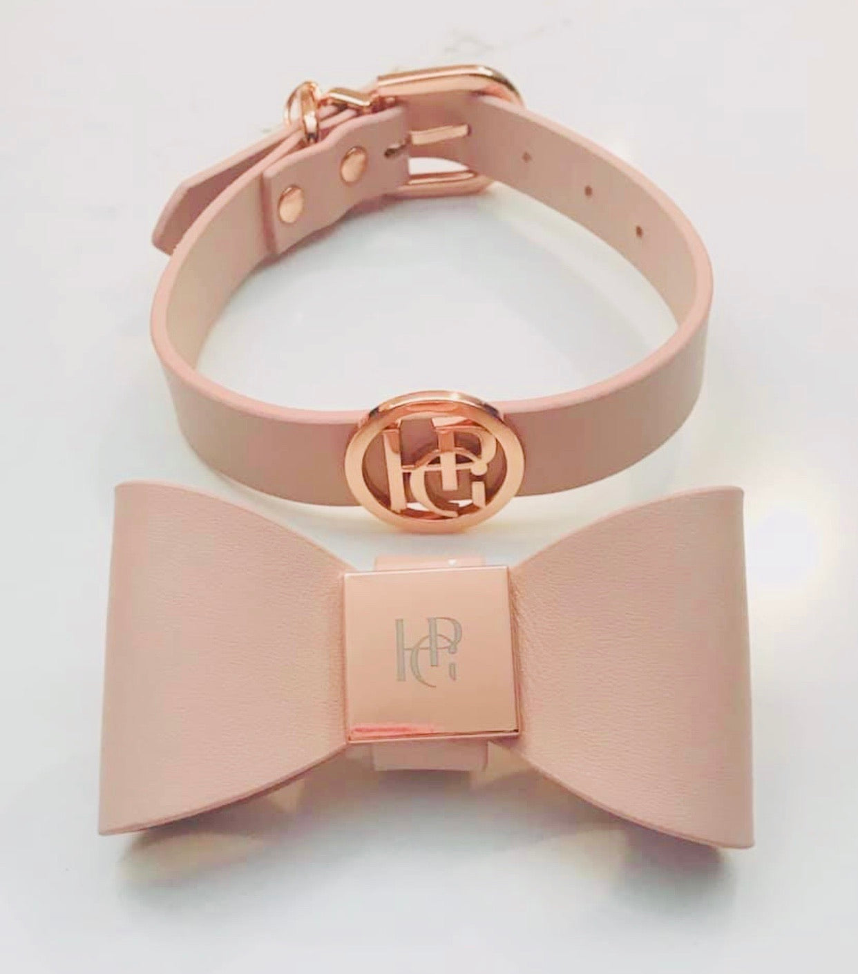 Dog Leather Bow Collar At Dusk