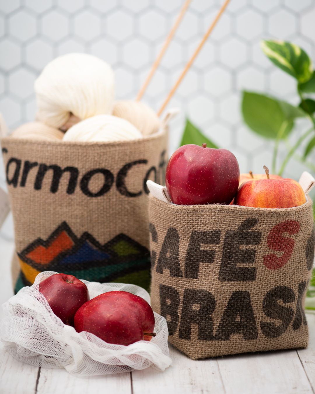 paniers de sacs de café recyclés