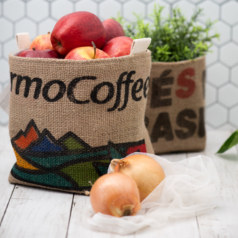 image for Upcycled Coffee Sack Basket - medium