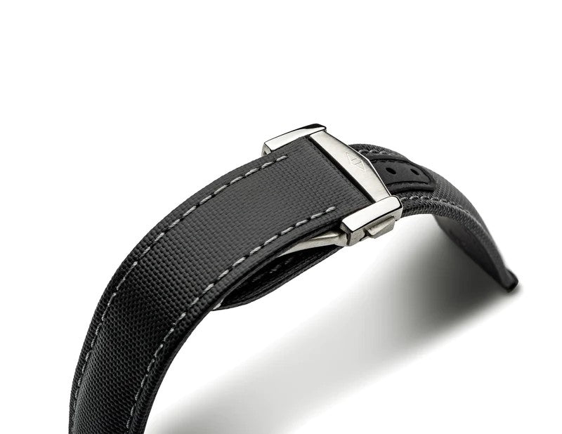 artem loop less black grey sailcloth deployant watch strap 4