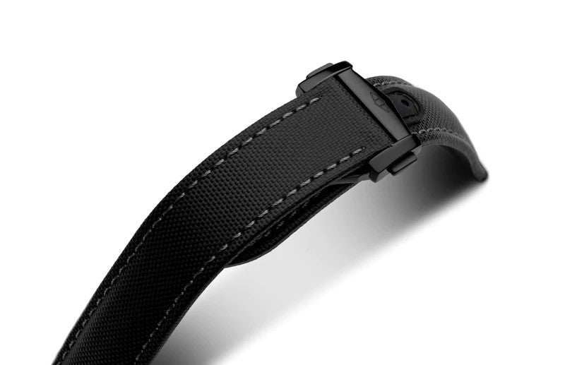 artem loop less black grey sailcloth deployant watch strap 5
