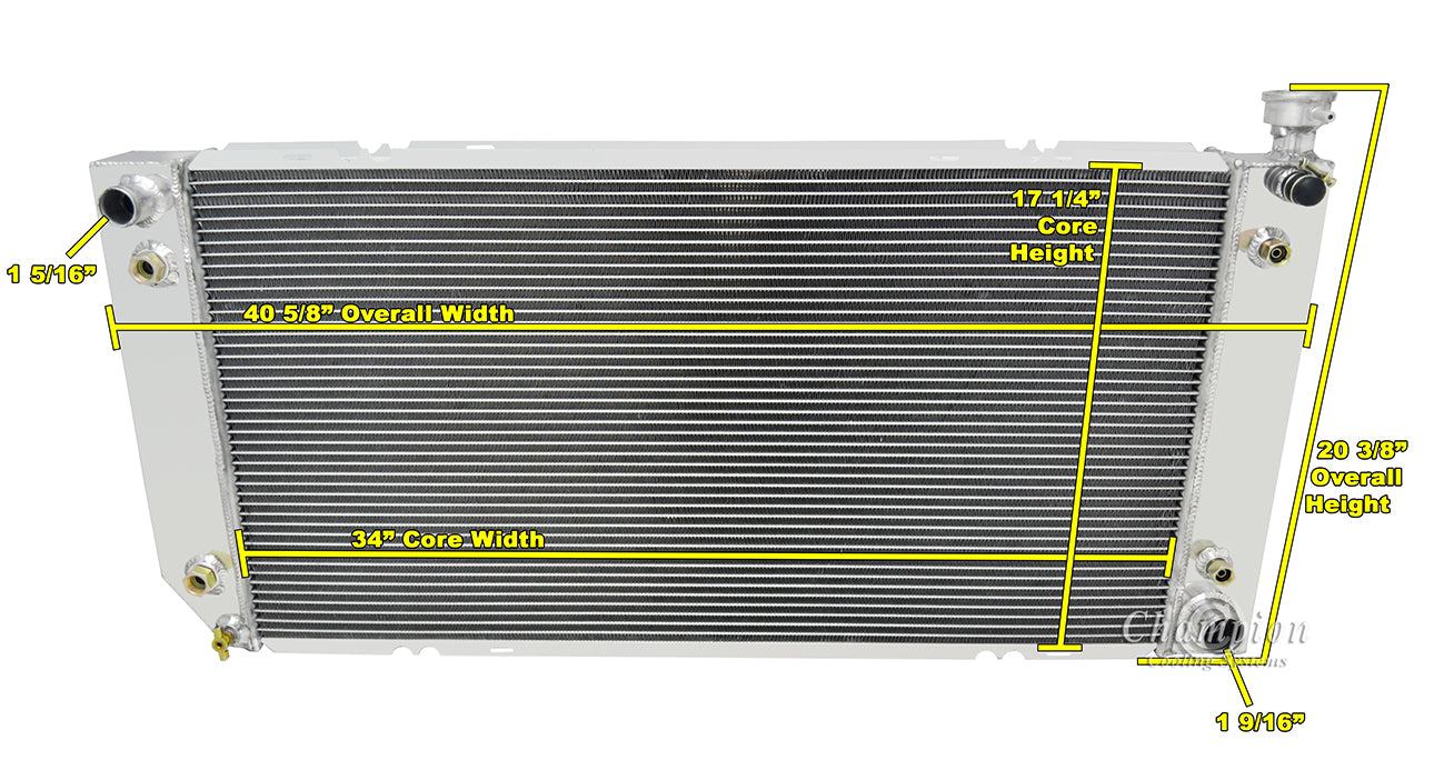 Document lancering multifunctioneel Champion Cooling 40" Aluminum Radiator 88-98 GM Truck / SUV - Pro  Performance