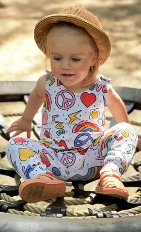 Freckles and Daisies Peace and Love Romper Kate Lawler Noa 