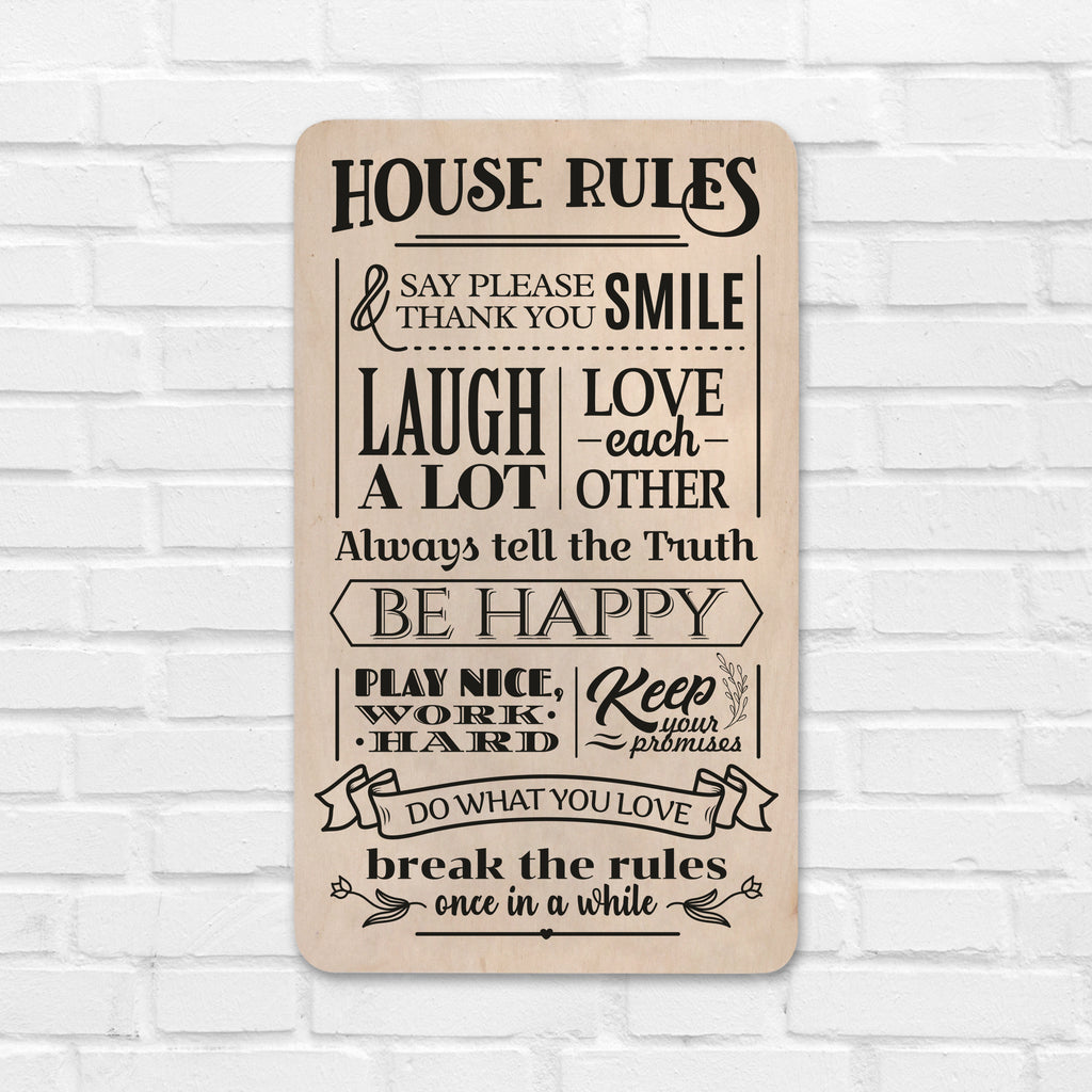 in de buurt Vies achterlijk persoon House Rules Wooden Board, Size 9.5x15Inches – Happy Spaces Decor // Wall  Decor Made Easy