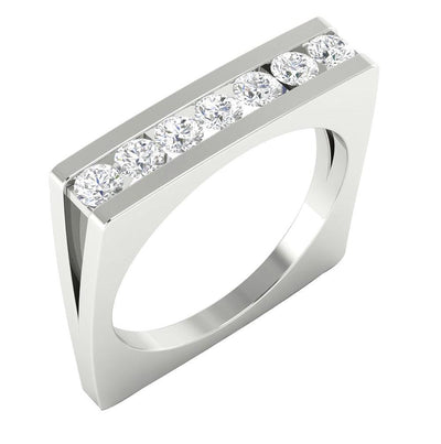 Channel Set 14K White Yellow Rose Designer Fashion Engagement Ring Natural Diamond SI1 G 0.70 Ct