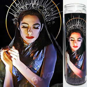St PJ Harvey prayer candle, 8" glass jar votive, 50 ft Queenie of the Sirens