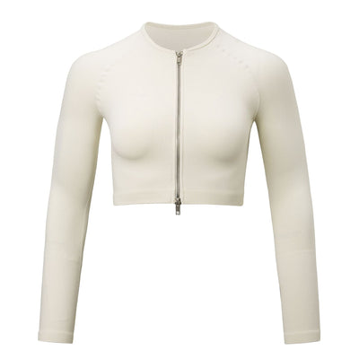 Zip Up Long Sleeve Cropped Sports Top-YJ120 MALSOOA