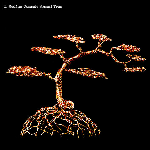 Copper Wire Wide Bonsai Tree Sculpture on Amethyst Crystal