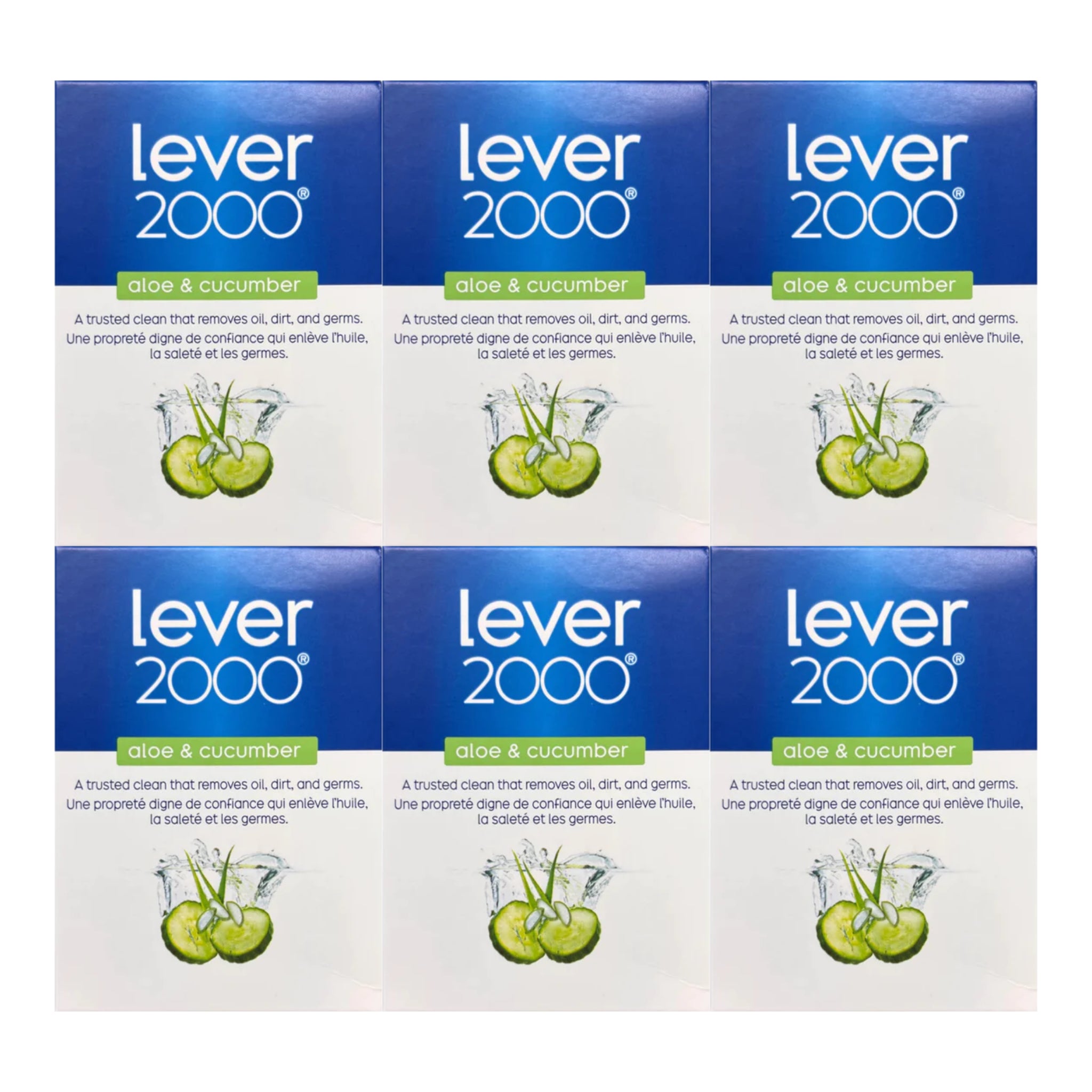 Lever 2000 Aloe & Cucumber Bar Soap, 6 Bars x 3.75oz (106.3g) Each