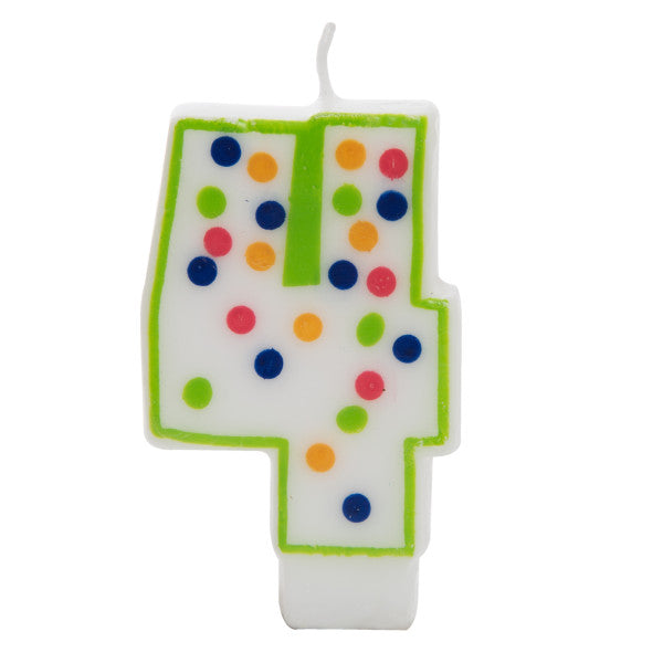 Birthday Candle Colorful Dots Design Number 4