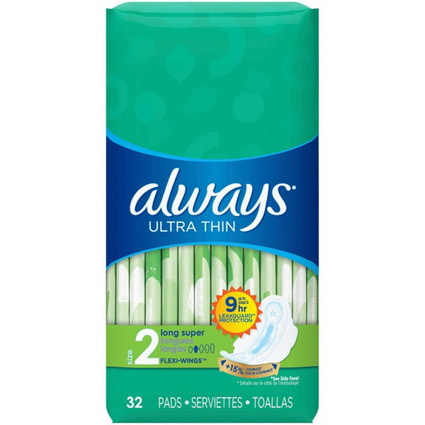 Always Pads, Flexi-Wings, Long Super, Size 2, Ultra Thin, Jumbo