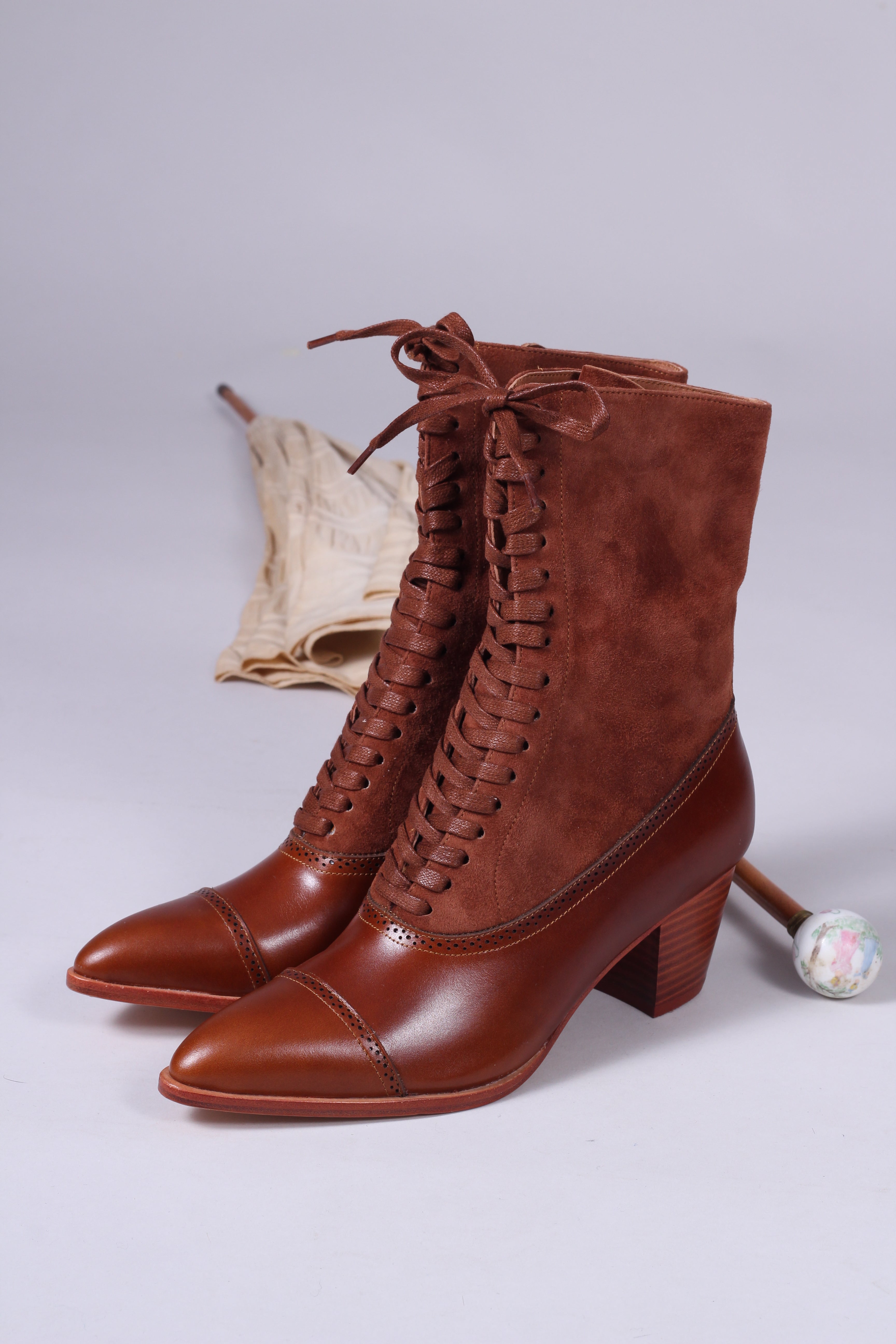 støvler 1900-1910 - cognac brun- Victoria –