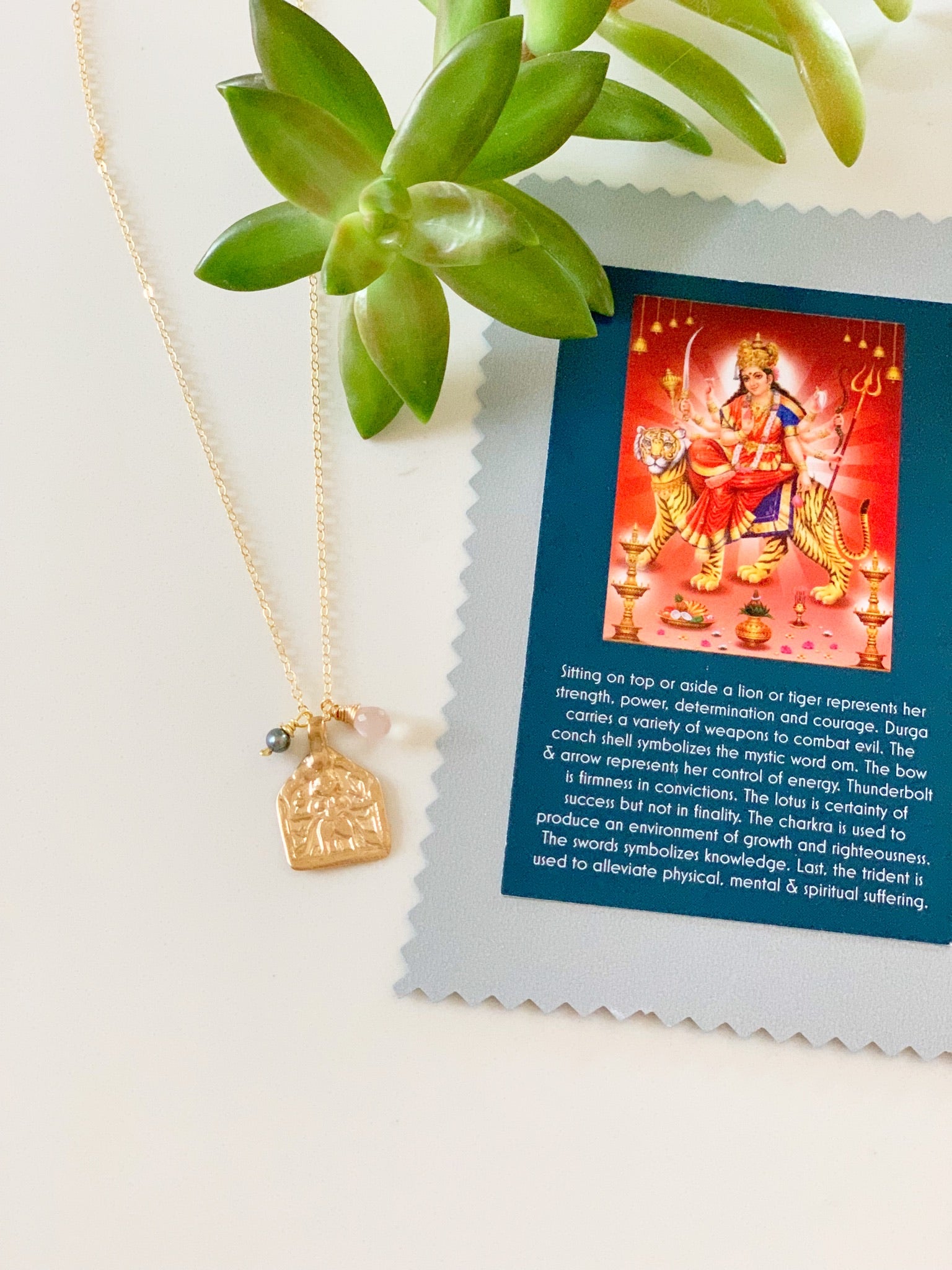 Durga goddess necklace with 24k gold 