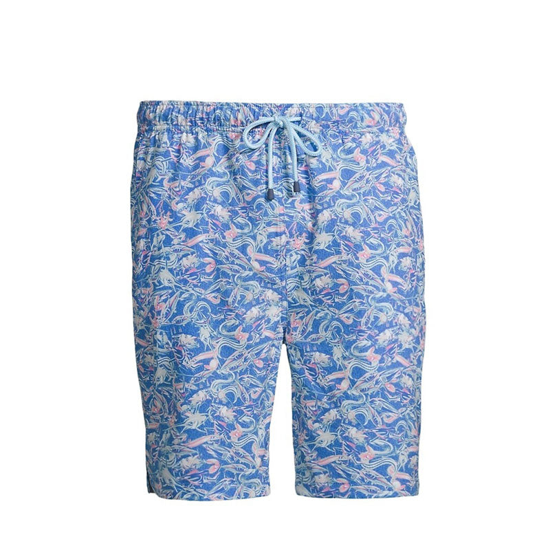 Watercolor Gingham Swim Trunks-Deep Blue - Nantucket Kids