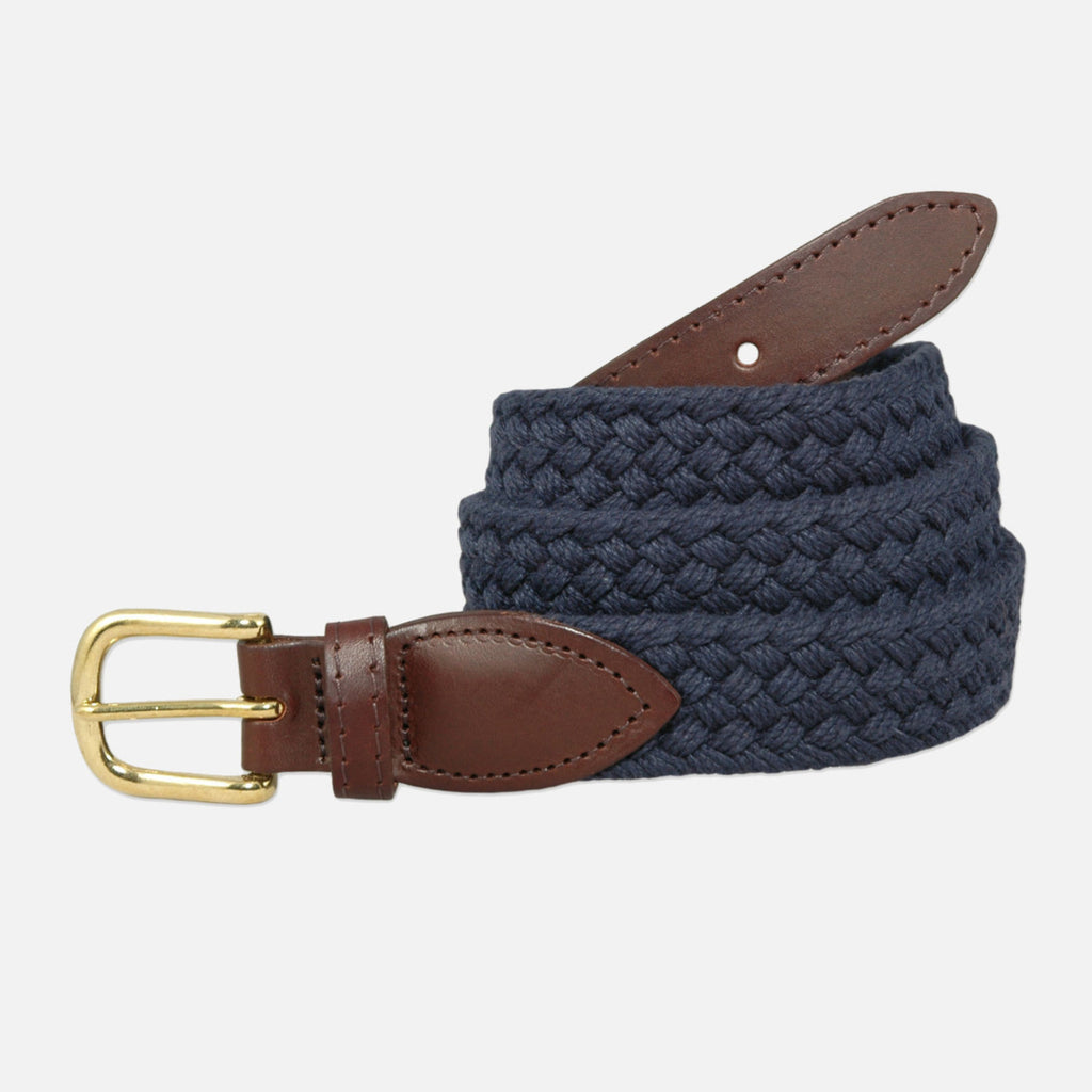 YRI Men's Braided Cotton Belt - Navy 