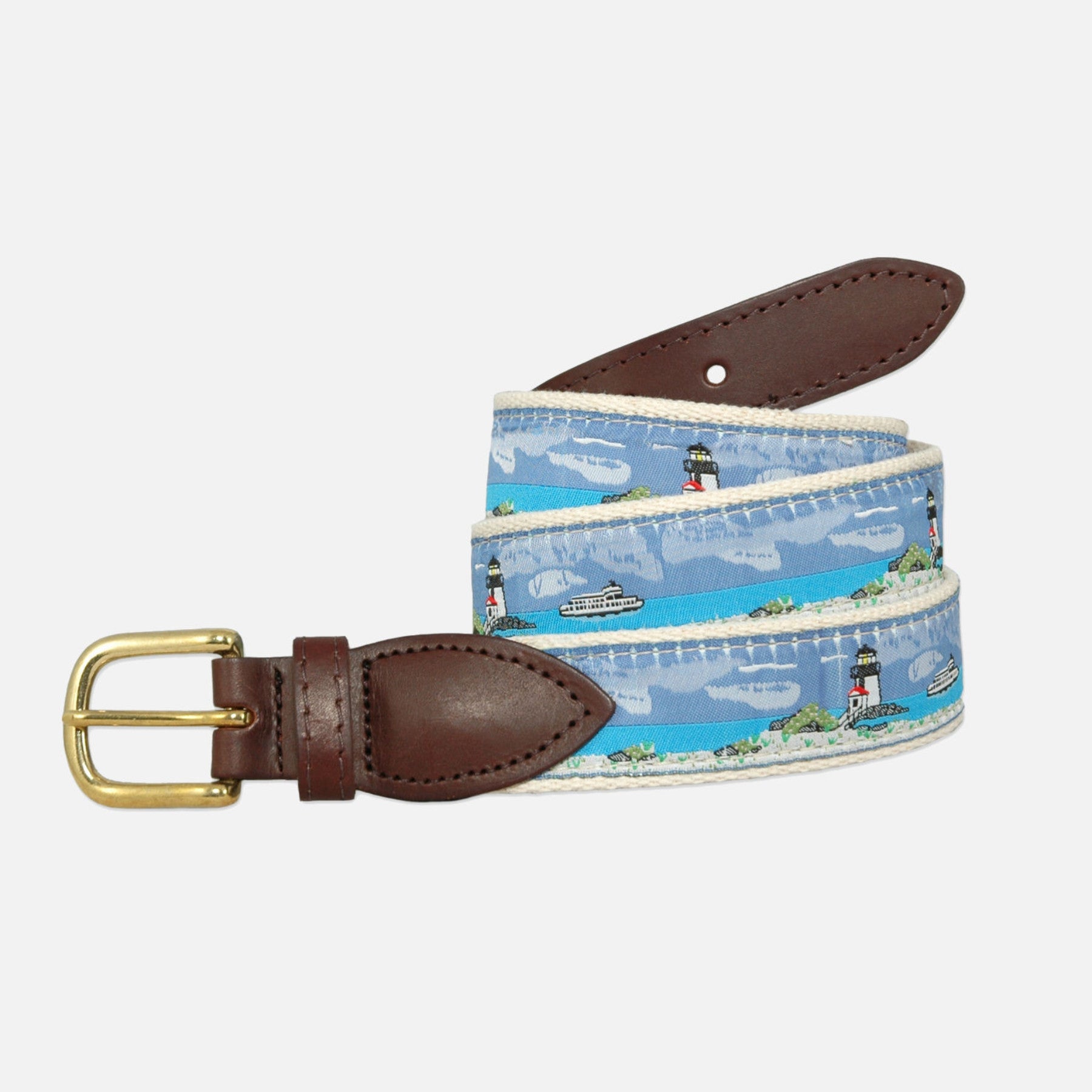  No27 Big Boy Striped Bass Nautical Belt Small Striped Bass  Ribbon on Khaki: Clothing, Shoes & Jewelry