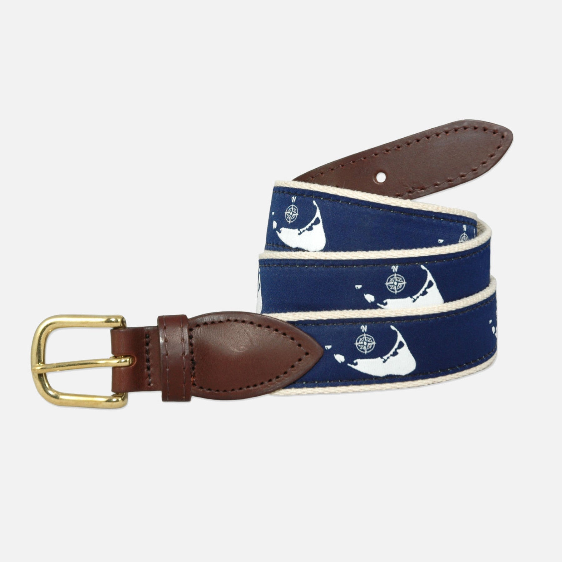 YRI Men's Ribbon Belt - White Whale on Natural Webbing - Murray's Toggery  Shop