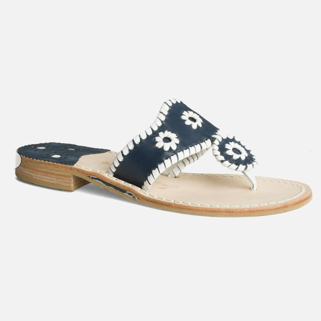 navy and white sandals