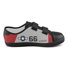 Load image into Gallery viewer, P-51C &quot;By ReQuest&quot; of Gen Benjamin Davis Jr Inspired Kid&#39;s Velcro Canvas Shoes - I Love a Hangar