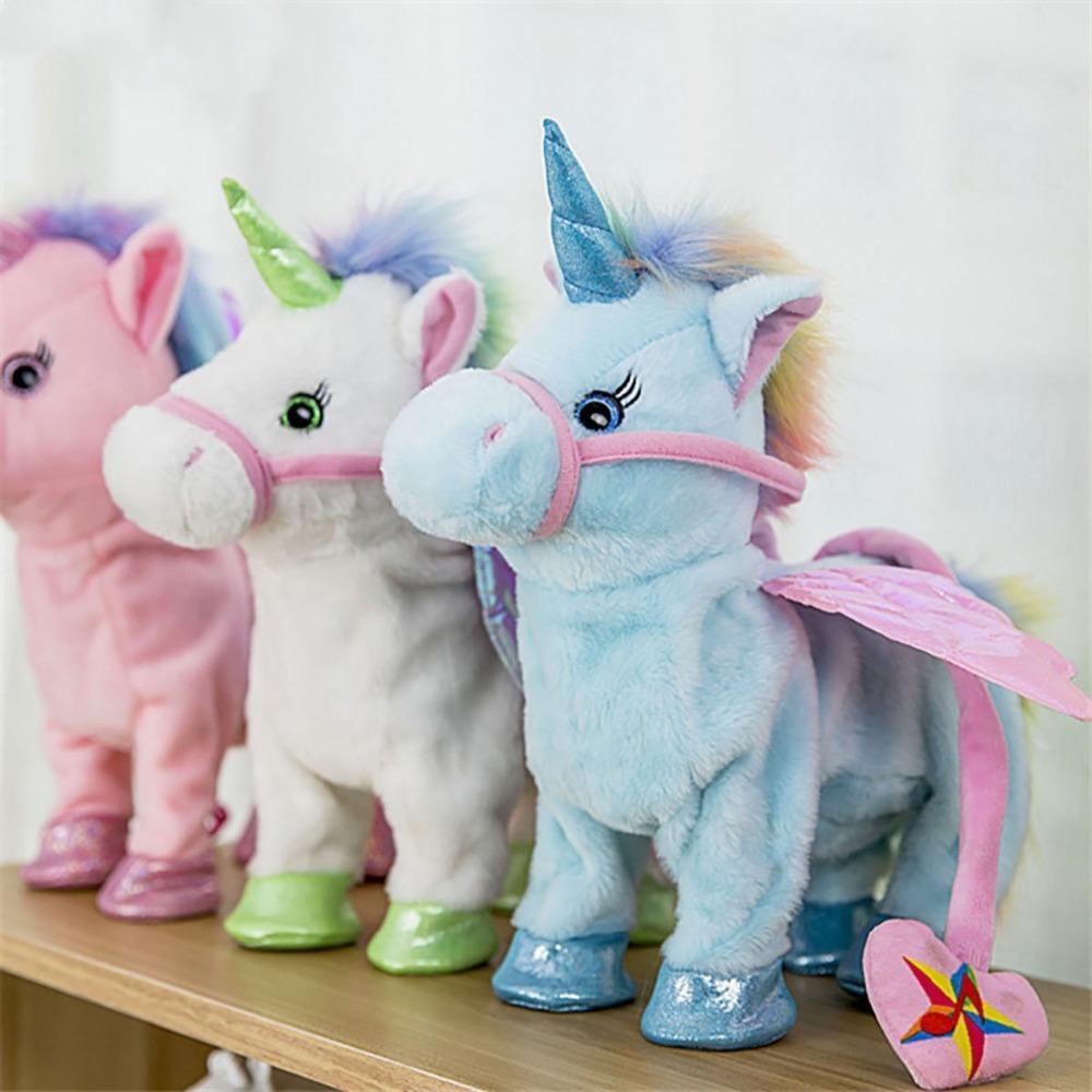 walking plush unicorn