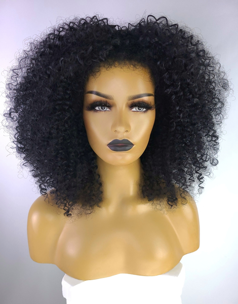 Afro Kinky Curly Wig With Afro Hairline 16 1b Celebrity Hair For Less 1985