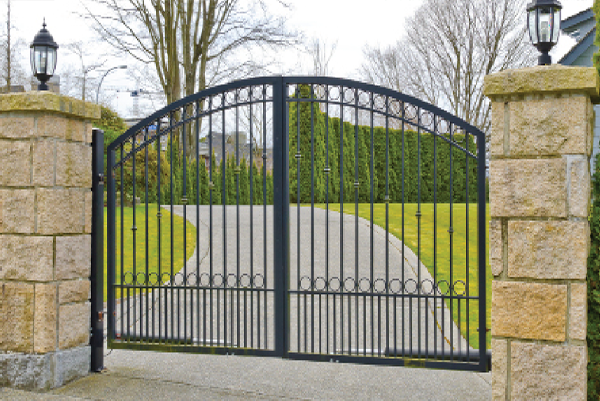Black iron fence gate