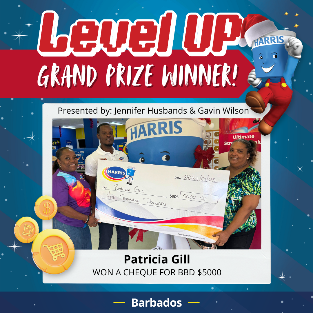 Harris Paints Barbados Grand Prize Winner from the Level Up Christmas Paint Promotion