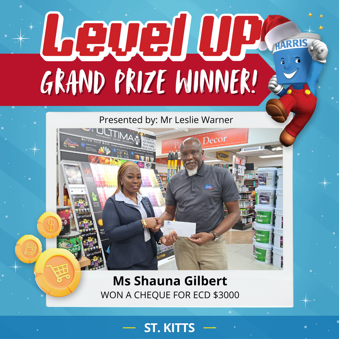 Harris Paints St. Kitts Grand Prize Winner for the Level Up Christmas Paint Promotion